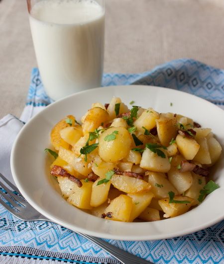 Рецепт жареного картофеля с беконом