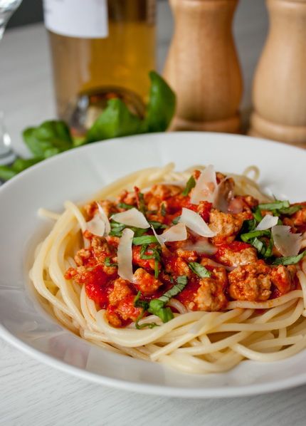 Спагетти с перечно-мясным соусом