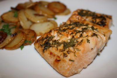 Рецепт лосося под укропным соусом