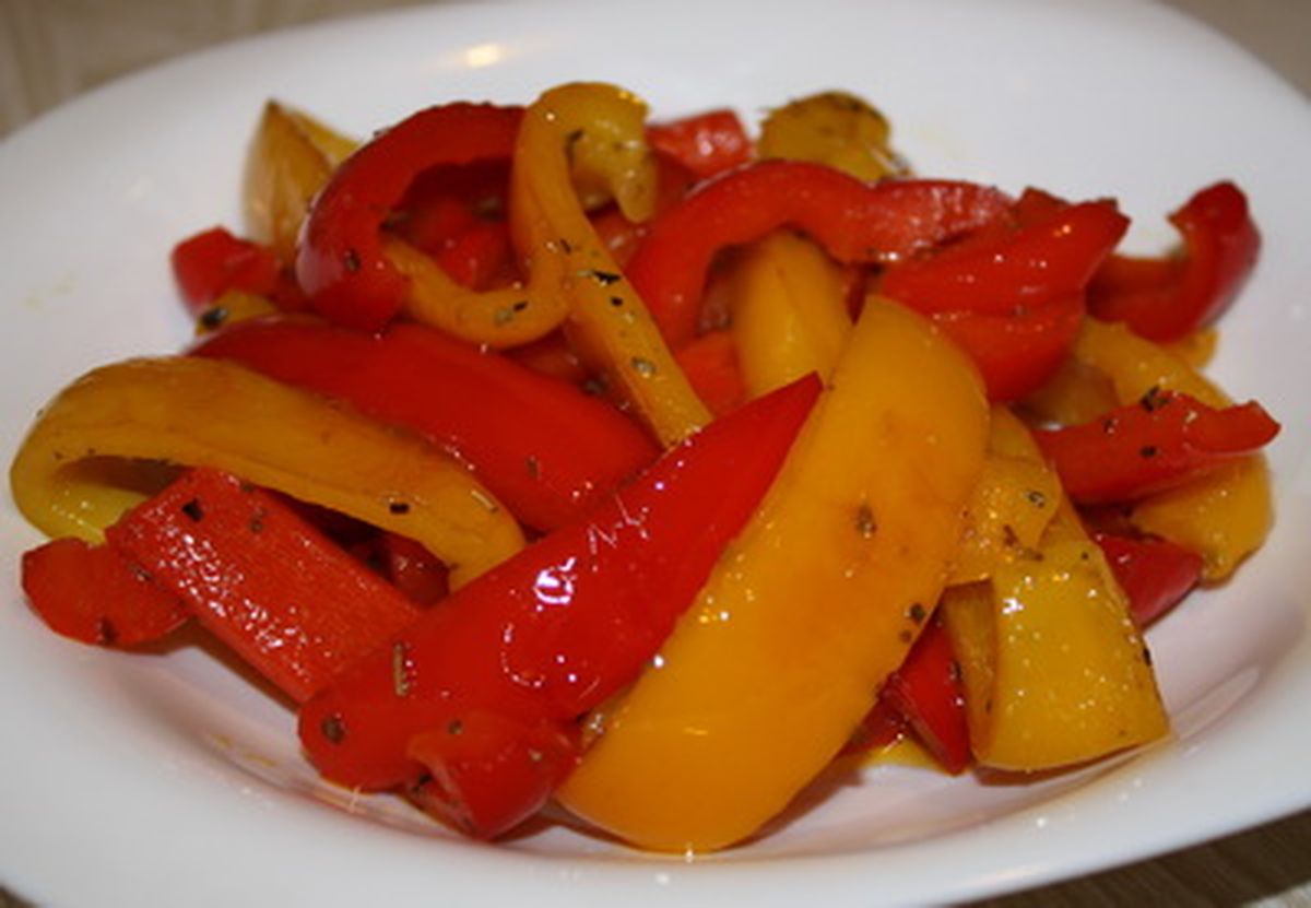 Рецепт соте из красного и желтого перца